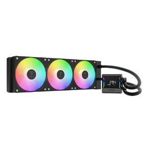 GAMDIAS CHIONE E4 360mm AIO CPU Liquid Cooler, Real-time Digital Display Patented PWM Pump, Hidden Cable Design, ARGB PWM Fan w/MB Sync, Intel LGA 1700/1200, AMD AM5/AM4, Black