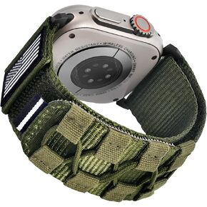 Nylon Sport Band Compatible with Apple Watch Band Series 10 46mm, 49mm 45mm 42mm 44mm for Men, Adjustable Velcro Watch Band Braided for iWatch Ultra 2 SE Series 10 9 8 7 6 5 4 3 2 1, Green