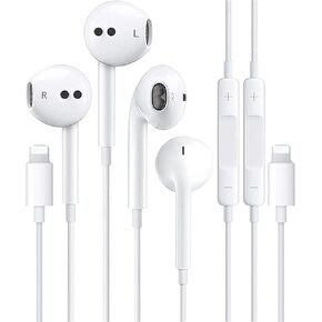 2 Packs Wired Headphones for iPhone Earbuds Built-in Microphone & Volume Control Nosie Reduction Headsets Compatible with iPhone 14/13/12/11/XR/XS/X/8/7/SE/Pro/Pro Max/Support All iOS System sfsf