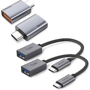 Syntech USB C to USB 3.2 Adapter (2 Pack), 10Gbps USB 3.2 Gen 2 Fit Side by Side & USB C to USB Adapter (2 Pack)-Space Gray