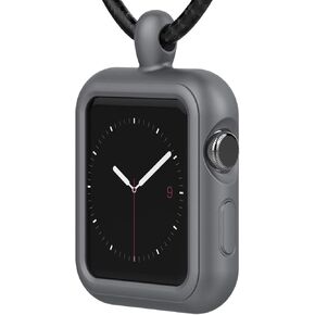 Compatible with Apple Watch Necklace Pendant Silicone Case Cover Replacement for iWatch Pendant Series 9 8 7 6 SE 5 4 3 2, 38 40 41mm, Gray