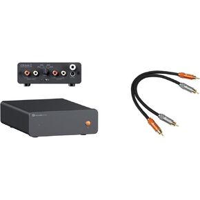 Fosi Audio 2RCA to 2RCA Cable 0.9Ft and Fosi Audio Box X5 Phono Preamp for Home Audio for MM & MC Cartridge Turntable/Phonograph Record Player/Active Speakers