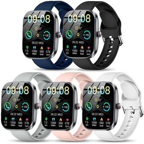 GloryFit Smart Watch Bands, 22mm Watchbands for GloryFit T80 T70 T60 T50 P99 P98 Smartwatch, Soft Silicone Adjustable Straps (5-PACK)