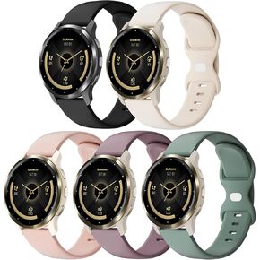 5 Pack 18mm Silicone Watch Band Compatible with Garmin Vivoactive 4S/Vivomove 3S/Venu 3S/Venu 2S/Forerunner 255S/265S, Quick Release Soft Sport Straps for Women Men