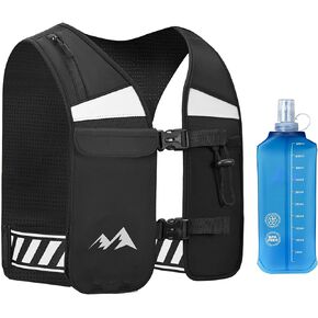 Running Vest for Women & Men,Hydration Vest w/ 17 oz Water Bottle,Breathable & Reflective w/ Adjustable Chest Straps & Waterproof Phone Pouch for Run,Trail,Hiking