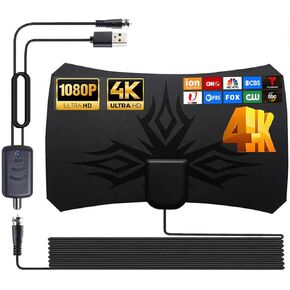 TV Antenna HD Digital TV Antenna,Antenna for Smart HDTV,360°Reception,Support 4K 1080p Smart Television Amplifier Signal-Booster,10ft Coaxial HDTV Cable,HD Indoor