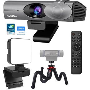 NexiGo Iris Kits, 4K AI Webcam with 1/1.8" Sony_Sensor, Onboard Flash Memory, HDR, PiP, DSLR-Style Control, Enhanced Video Conference Light, Flexible Camera Tripod Stand, for Zoom/Teams/OBS and More