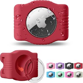 Waterproof Dog Collar Holder for Apple AirTag, High-Strength Silicone Case, IP68 Rated (Pink)