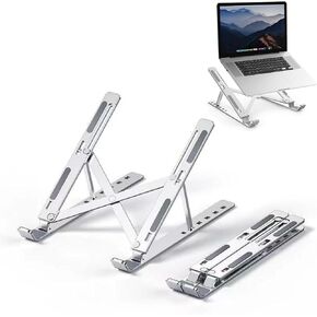 Ergonomic 7-Level Adjustable Laptop Stand – Sturdy Aluminum Riser for 9"-15.6" Laptops | Portable & Foldable Laptop Holder for Desk