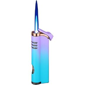 Inflated Torch Lighter, Gradient Windproof Lovely Lighter, Mini Adjustable Butane Jet Flame Lighter, Metal Lighters for Women Men Outdoor Indoor (Purple)