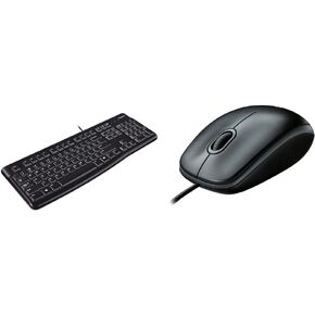 Logitech K120 Ergonomic Desktop USB Wired Keyboard B100 Corded Mouse – Wired USB Mouse - Black