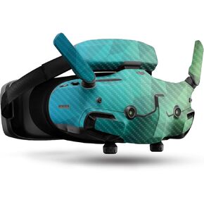 Carbon Fiber Drone Skin Compatible with DJI Goggles 3 - Blue Green Polygon - Premium 3M Vinyl Protective Wrap Decal Cover - Easy to Apply | Crafted in The USA by MightySkins