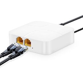 1 to 2 Gigabit Ethernet Splitter, 100/1000Mbps, Network Hub RJ45 Internet LAN Splitter with USB Cable, for Cat5/5e/6/7/8 Cables