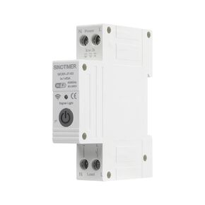 WCB1 Smart WiFi Switch Timer 1P 18mm 63A Circuit Breaker Relay DIN Rail Smart Energy Monitor Meter, Remote Control by Tuya APP, Over or Under Voltage Protector Relay Switch for Household Appliances