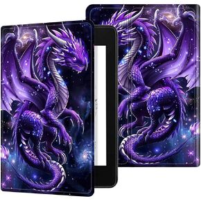 for Kindle Paperwhite 12th Generation 2024 7" Case/Kindle Colorsoft Signature Edition 7" Case, Multi-Angle Viewing Shockproof Smart Protective Case with Auto Wake/Sleep, Purple Cool Dragon