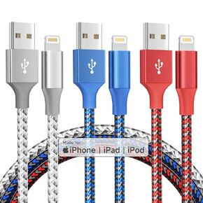 MenoSupp iPhone Charger 3Pack 10FT MFi Certified Nylon Braided Fast Charging Lightning Cable Compatible with iPhone 14/13/12/11 Pro/11/XS MAX/XR and More