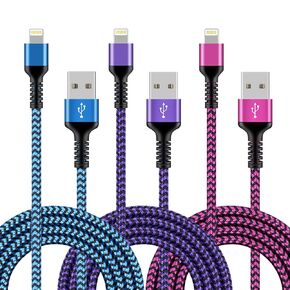 3Pack Cable Cable For iPhone 14/13 Pro Max/13Pro/13 Mini/12/11/10/XR/XR/XS/8 Plus ، 6fts Original Origin