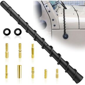 Black Spiral Bending Antenna, Waterproof Car Rubber Antennas, 7 Inch Auto Toppers Flexible Retrofit Antenna with Screw, Universal Exterior Car Accessories for Car Radio AM FM for Trucks, Cars, SUVs