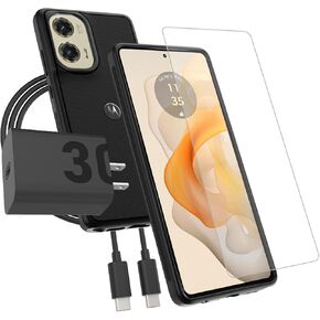 Motorola Moto G Stylus 5G 2024 Power and Protection Bundle - Protective Case + 9H Tempered Glass Screen Protector + TurboPower 30W Charger