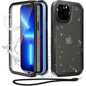 WIFORT for iPhone 13 Pro Max Waterproof Case Frosted Cover Built-in Screen Protector, [10 FT Military Drop Protection] Full Body Shockproof Protective Hard Matte Translucent Back - 6.7" Black