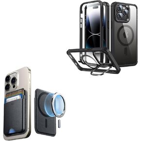 ESR Magnetic for iPhone 14 Pro Max Case Bundle with MagSafe Wallet, 5-Card Holder, Full-Body Military-Grade Drop Proof Magsafe Phone Case with Built-in 9H+ Tempered Glass Screen Protector and Stand