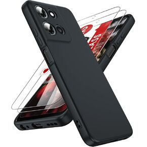 LeYi for Moto-G-2025 Case: 【𝐍𝐨𝐭 𝐅𝐢𝐭 𝐆 𝐏𝐨𝐰𝐞𝐫】 Moto G 5G 2025 Case with 2PCS Tempered Glass Screen Protector, Slim & Anti-Scratch, Silicone Motorola Moto G 2025 Phone Case, Black