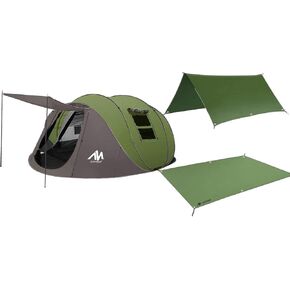 Tent Footprint + Tent, PU 3000 Waterproof Tent Ground Cloth, 6 Person Pop Up Tent for Camping