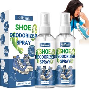 Shoe Deodorizer Spray, 2 Pack Natural Deodorant Spray for Men and Women, Extra Strength Odor Eliminator for Feet, Shoes and Gym Bags, Natural Shoe Smell Remover Fights Odor and Stink（8 FL OZ）