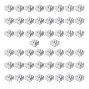 50pcs Aluminum Small Mini Heatsink Kit 9x9x5mm with Thermal Conductive Adhesive Tape Mini Cooler Aluminum Heat Sink for Cooling VRM GPU Stepper Driver MOSFET VRam Regulators