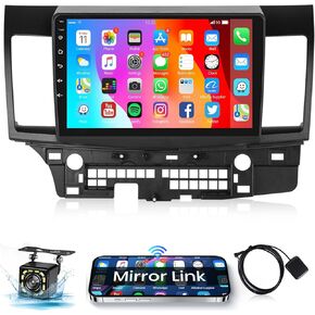10.1 Inch Car Radio Stereo for Mitsubishi Lancer 2008 2009 2010 2011-2017, Rimoody Android 13 Car Stereo Touch Screen GPS Navigation Mirror Link WiFi Bluetooth FM Radio EQ USB Backup Camera