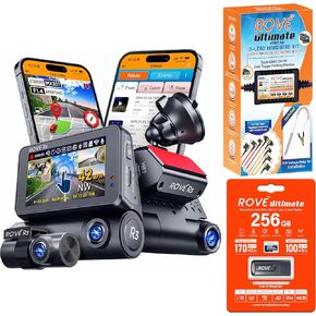 Rove R3 Dash Cam | مجموعة هاردوز | بطاقة Micro SD 256 جيجابايت