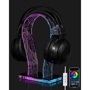 HAYVAN LED Headphone Stand with 60,000+ Colors & 213 Modes - Premium Acrylic Headset Holder for Gaming, Office, or Home Desk - Universal Fit, RGB Lighting, USB-Powered, Gift for Gamers & Audiophiles