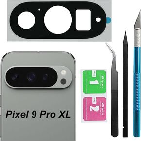 Pixel 9 Pro XL Back Rear Camera Glass Lens Replacement for Google Pixel 9 Pro XL Camera Lens Glass with Adhesive Pre-Installed and Repairing Toolkits
