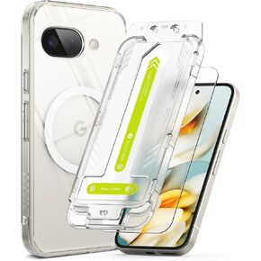 Ringke Fusion متوافق مع Pixel 9A [Clear Magnetic] + شريحة سهلة الزجاج المقسى متوافق مع بكسل 9A [2 حزمة]