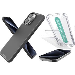 Smartish iPhone 16 Pro Max MagSafe Case + 2-Pack Tempered Glass Screen Protector Bundle - Gripmunk + Tuff Sheet - Protective Magnetic Case with Crystal Clear Screen Protection - Black