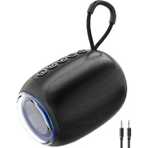 Portable Bluetooth Speaker with 3.5mm AUX Input, Wireless Speaker with HD Sound, 12-Hour Playtime, Built-in Mic, Support AUX Line-in/TF Card/USB Drive Playback (Black)