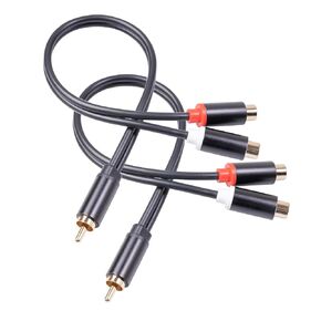 2PACK RCA Cable Stereo Audio Cable ، y Adapter 8 Inta ، 1 RCA Male to 2 RCA Female ، 24K Gold Plated y spintors cord for hi-fi system and televish and speaker
