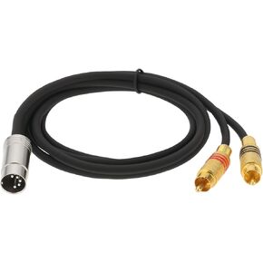 1 Piece 5-Pin DIN Male to 2-RCA Male Audio Cable Phono Male Plugs Audio Cable Compatible with Bang Compatible with Naim Black 3FT