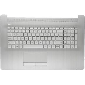 Replacement Upper Case Palmrest for HP 17-by 17T-by 17-CA 17Z-CA Series Laptop Backlight Keyboard Touchpad Top Cover Assembly Without ODD L92784-001 Natural Silver