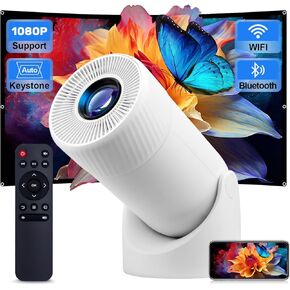 Mini Projector with WiFi & Bluetooth,2025 Upgraded Fireproof 1080P Supported 300Lumen Portable Projector for Camping Gaming,200" Display Phone Projector for iPhone/Android/TV Stick