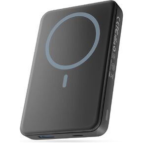 Portable Wireless Charger for MagSafe, 22.5W USB-A Fast Magnetic Charger, 20W Type-C PD Input/Output, 15W Wireless Charging Pad - 10000mAh - Gray