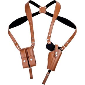 Tactical Shoulder Holster Leather Concealed Gun Holster with Adjustable Strap Pistol Holster Fits 1911 Glock 17/19/23