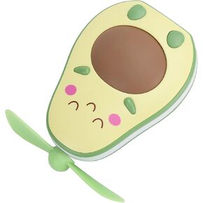 USB Mini Fan, Cute Cartoon Avocado Pocket Fan Multi-Function Light Makeup Mirror Usb Portable Small Fan,for Women Girls On Birthdays, Christmas Gift(yellow)
