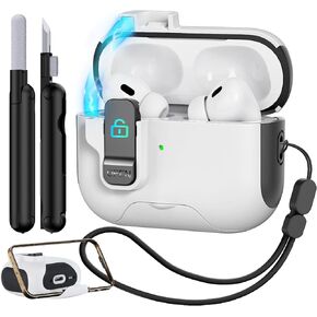 for AirPods Pro 2nd/1st Generation Case with Secure Lock,Shockproof Hard Protective Cover for AirPods Pro 2 Case with Phone Holder,Airpod Pro Cases (2023/2022/2019) with Cleaner Kit-Black