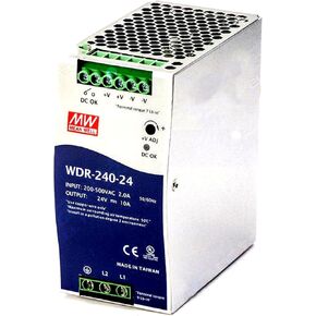 WDR-240-24 240W 24V 10A High Efficiency AC-DC Switching Power Supply - Wide Input Voltage, for Industrial Automation and Electronic Equipment