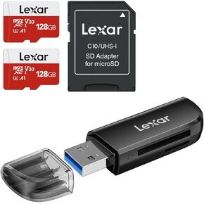 Lexar E-Series 128GB Micro SD Card 2 Pack and Lexar Dual Slot USB-A Reader