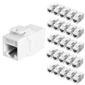 Jadaol 25Pack RJ45 Cat6 Keystone Couplers, Female to Female Inline Couplers, 10Gbps Patch Cable Extension, UTP Ethernet Lan Coupler, Cat6 Cable Connector for Patch Panel, Wall Plate, Networking, Black