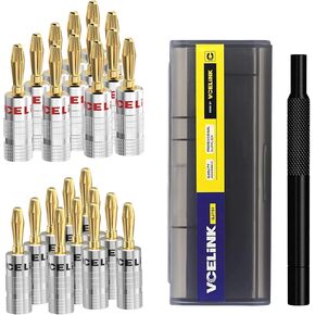 VCELINK Small 25 in 1 Screwdriver Set with Case Bundle with 24 Pcs Speaker Banana Plugs Gold Plated