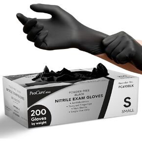 قفازات النتريل السوداء للاستعمال مرة واحدة | 200 عبوة | خالي من اللاتكس للأغراض الطبية والجراحية والتنظيف وإعداد الطعام والطبخ والوشم in Kuwait