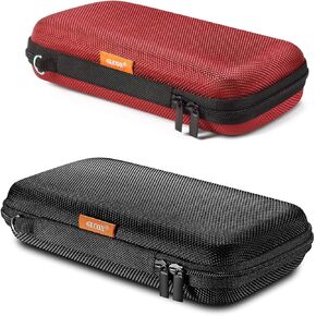 GLCON Portable Protection Hard EVA Case for External Battery, Cell Phone, USB Charging Cable, Carrying Bag Mesh Inner Pocket, Hard Exterior, Universal Travel Pouch Bag - Black + Red